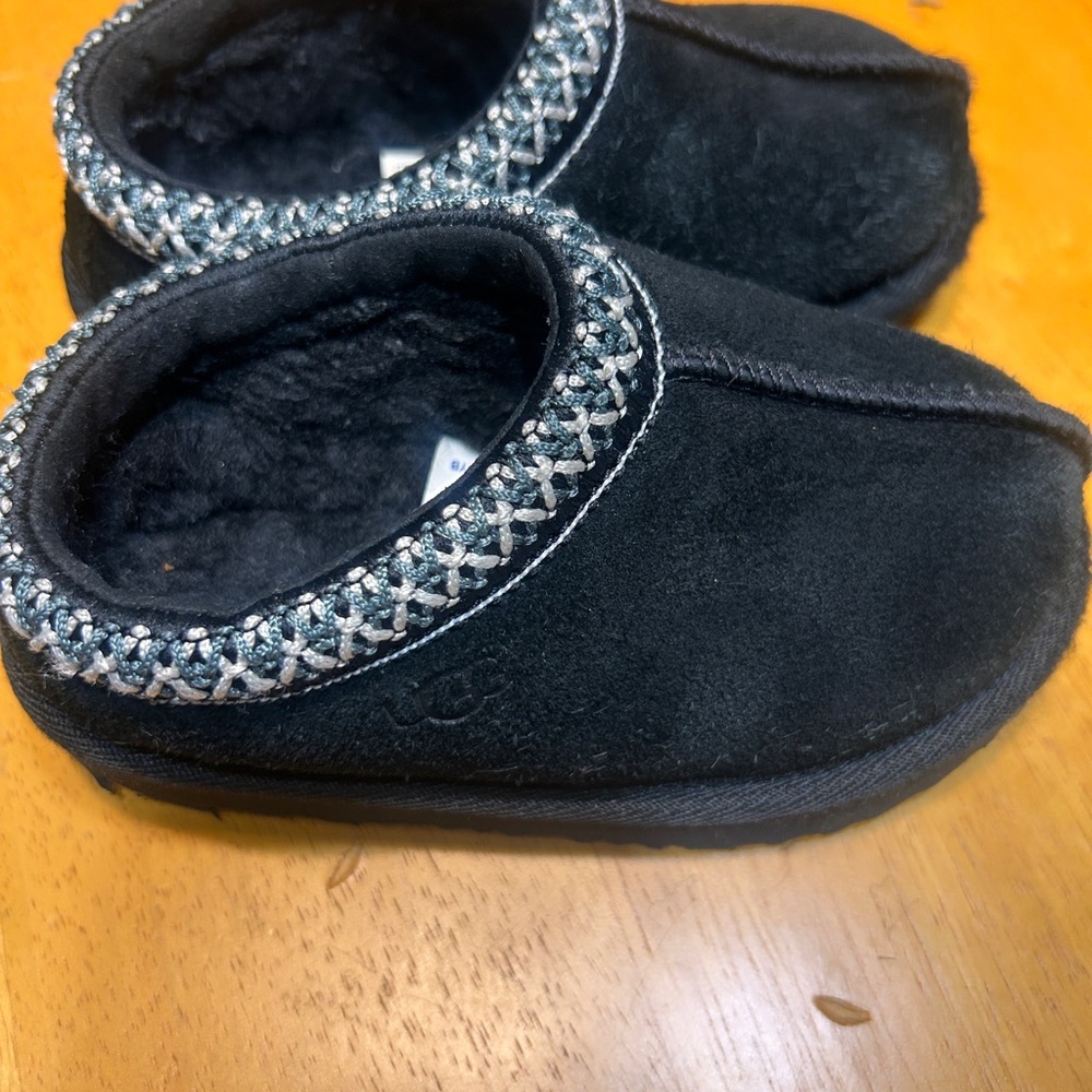 UGG Black Kids Slippers with Embellished Trim
